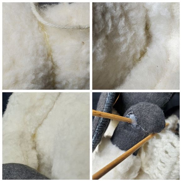 Plush Knitting Granny Sheep Stuffed Animal Black White Knit Needle Sewing 14” - Picture 7 of 16